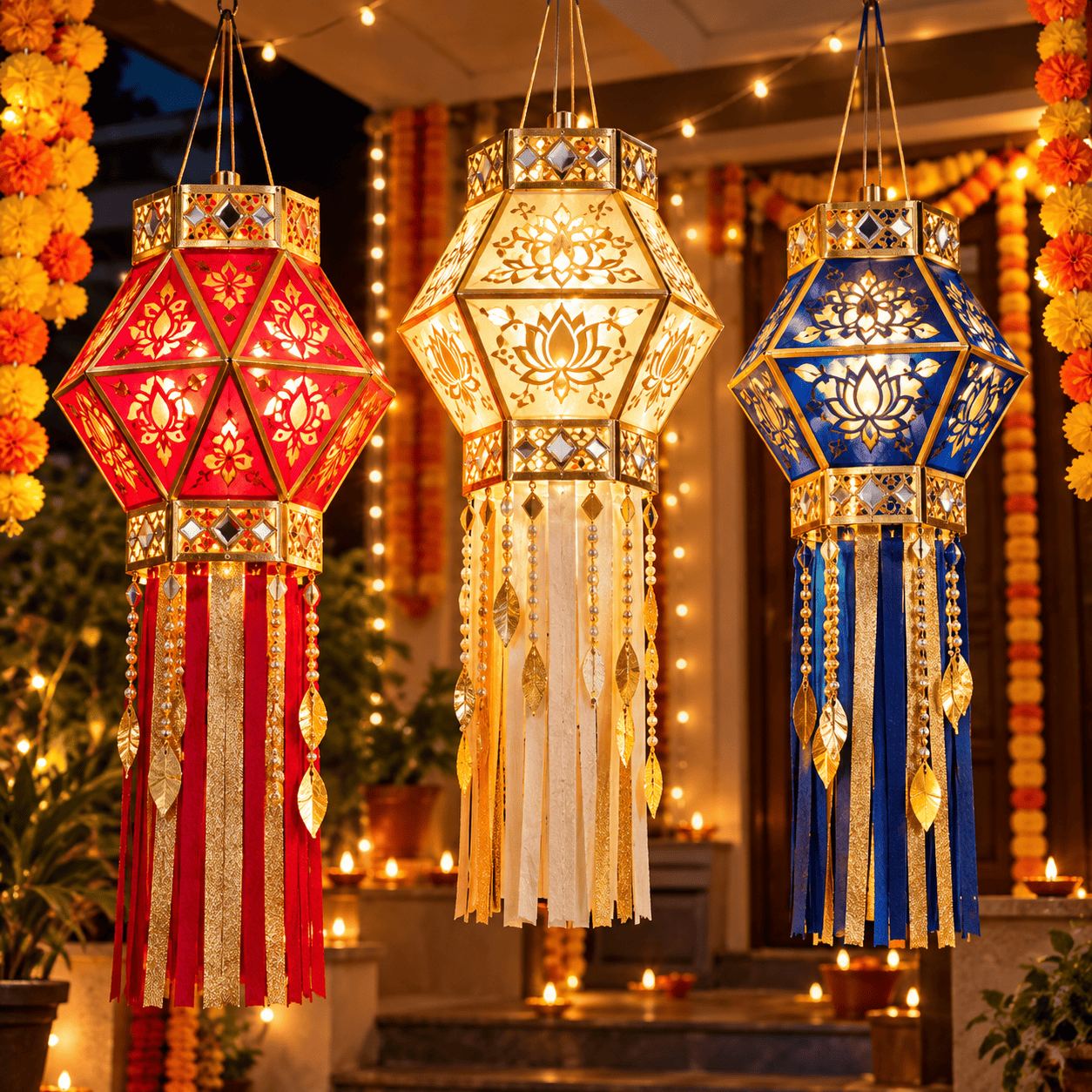 Premium Decorative Diwali Kandil Lanterns – Elegant Hanging Festival Lights for Home Décor